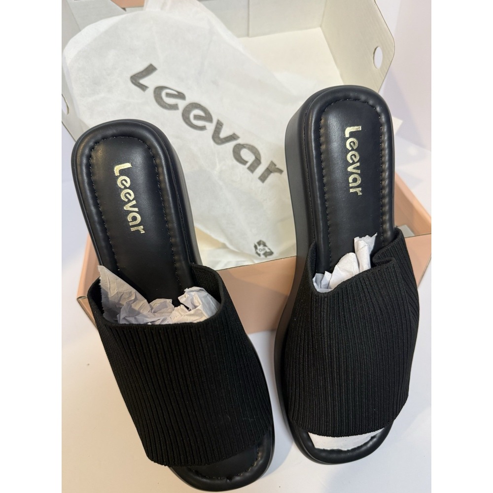 Leevar  Black Comfortable Platform  Sandals/Slides For Women Size 9